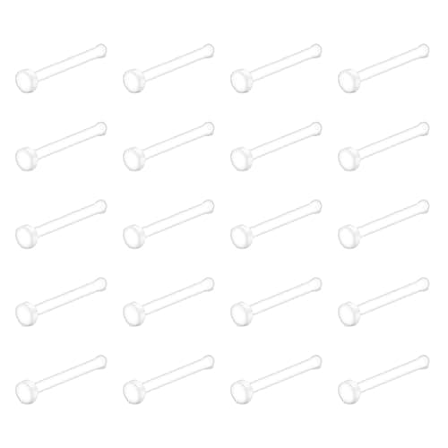 D.Bella 18g Clear Nose Studs Plastic Nose Ring for Work Surgery Flexible Nose Retainer Bioflex Nose Rings Studs Piercing Retainer Bone Shape Flat Top