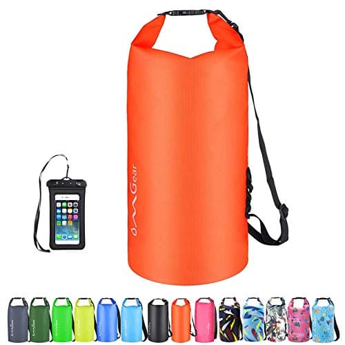 OMGear Waterproof Dry Bag Backpack Waterproof Phone Pouch 40L/30L/20L/10L/5L Floating Dry Sack For Kayaking Boating Sailing Canoeing Rafting Hiking Camping Outdoors Activities (Orange2, 20L)