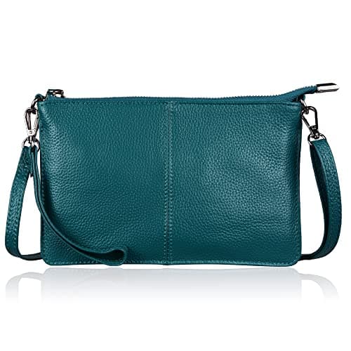 befen Women's Leather Wristlet Clutch Phone Wallet Mini Crossbody Purse Bag with RFID Card Slots (Teal)