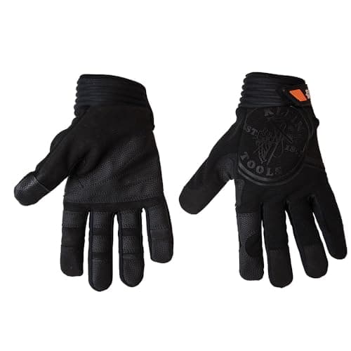 Klein Tools 40232 Wire Pulling Gloves Extra Grip Work Gloves with Thumb Reinforcements and Grip Patches on Palm and Fingertips Medium