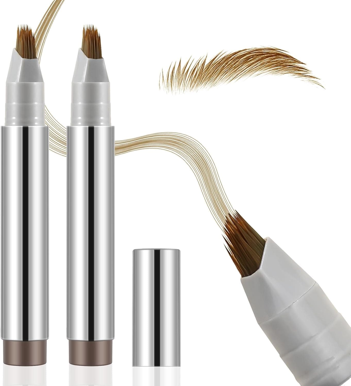 Boobeen 2pcs Brow Fection Eyebrow PenLiquid Microblading Eyebrow Pencils for WomenAngled Brush Waterproof Brow Pen for HairLike StrokesLast AllDayBeginner Friendly