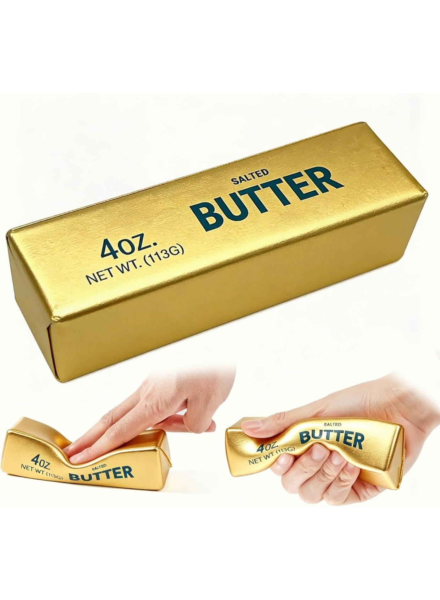 Realistic Soft Butter Stick Squishy Fidget Toy, Slow Rebound Stress Relief Squeeze Ball, Portable Cute Sensory Toy for Adults Anxiety Relief, Office Home Stress Toy Gift – gold