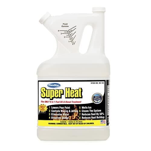 Comstar Super Heat, 8-in-1 Fuel Oil Treatment, Controls Waxing & Jelling, Melts Ice, Lowers Pour Point, Dissolves Sludge, Reduces Soot, Rust, Water, Cleans Parts, Made in USA, 1 Gallon (60-145)