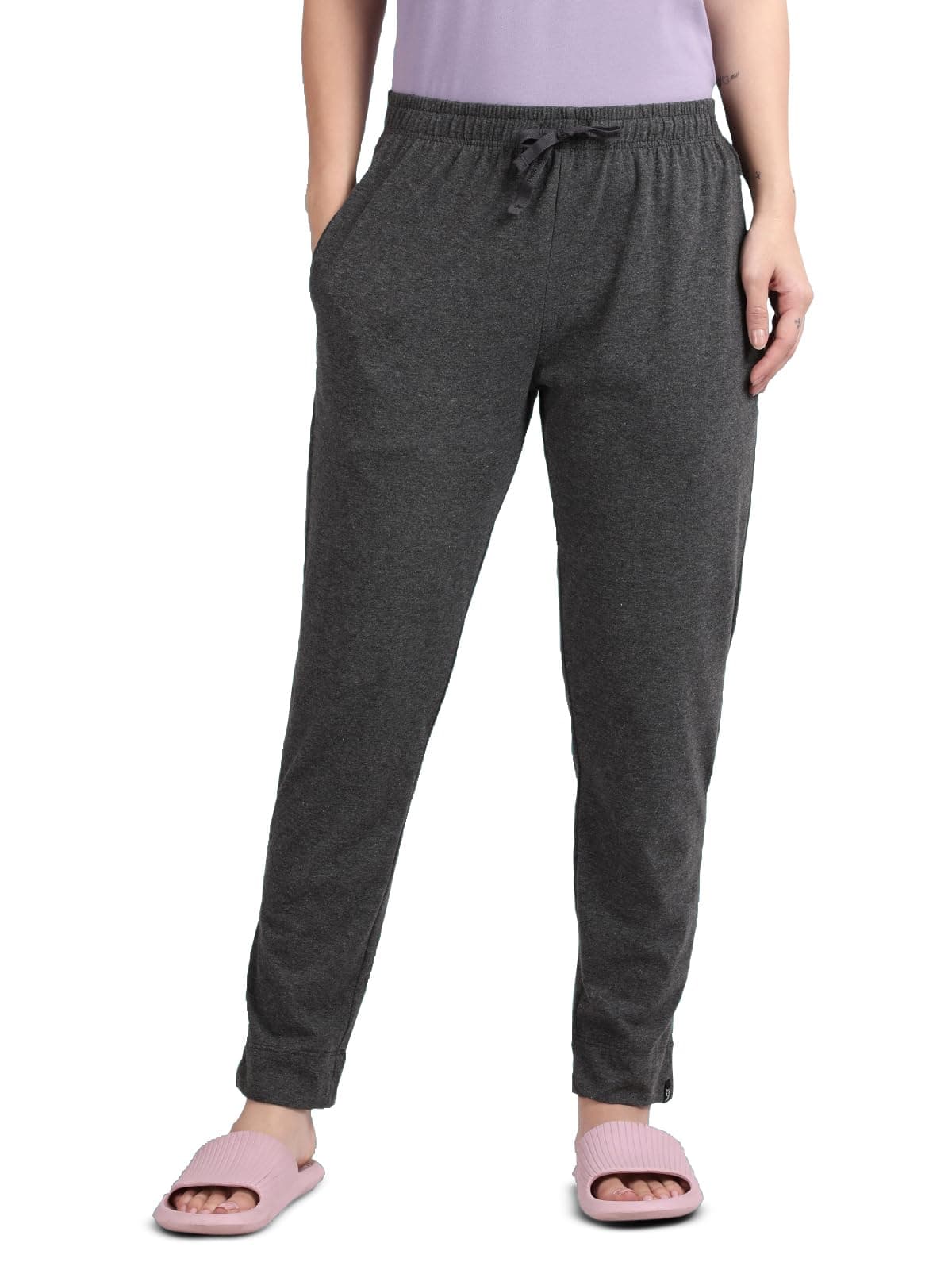 TWIN BIRDS Comfort Fit Solid Night Pant for Women | Pyjama Lounge Pant with Side Pockets | Charcoal Grey (M)