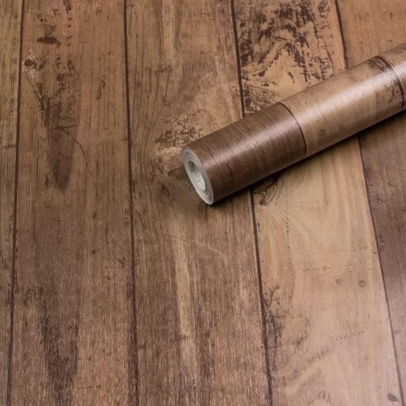 HOMEMATES Self-Adhesive Wallpaper Waterproof Old Furniture Vinyl Stickers Wooden Door Wardrobe Desktop PVC Wall Papers 45 X 304 CM- (Old Wood Planks)