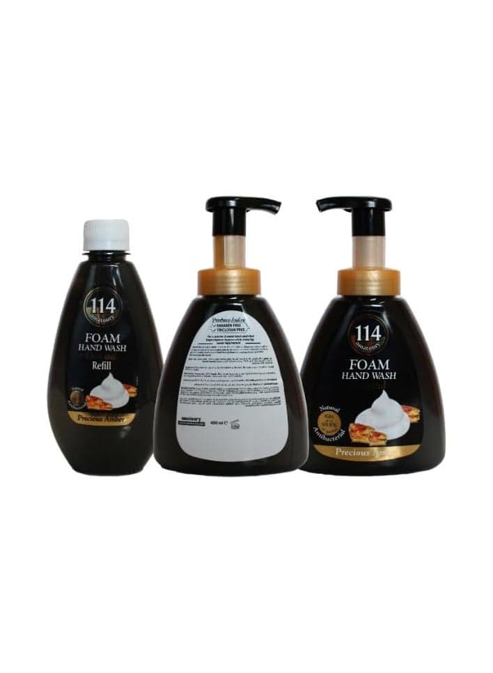 Precious Amber Hand Wash 400ML +300ML Effective Germ Protection and Personal Hygiene Foam Handwash Liquid Natural Antibacterial Paraben Freee Hand Soap Foam Liquid