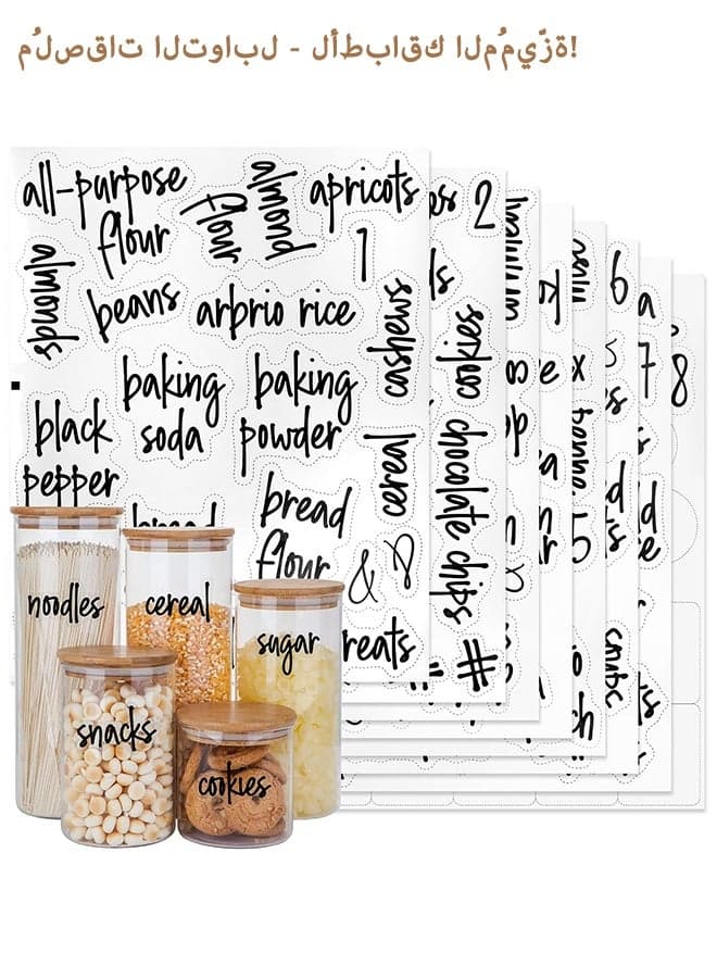 170PCS Food Pantry Labels, Kitchen Container Storage Labels Spice Organize Storage Jars Boxes Bottles Preprinted Black Script Clear Stickers - Water and Oil Resistant