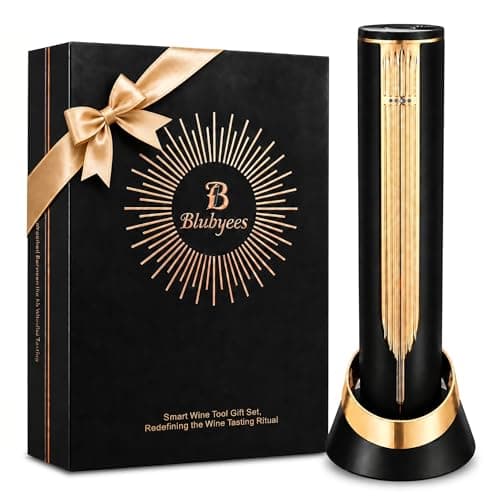BLUBYEES Electric Wine Bottle Opener with Charging Base and Built-In Foil Cutter, Rechargeable Touch-Activated Automatic Corkscrew, Luxury Gift for Men and Women Wine Lovers