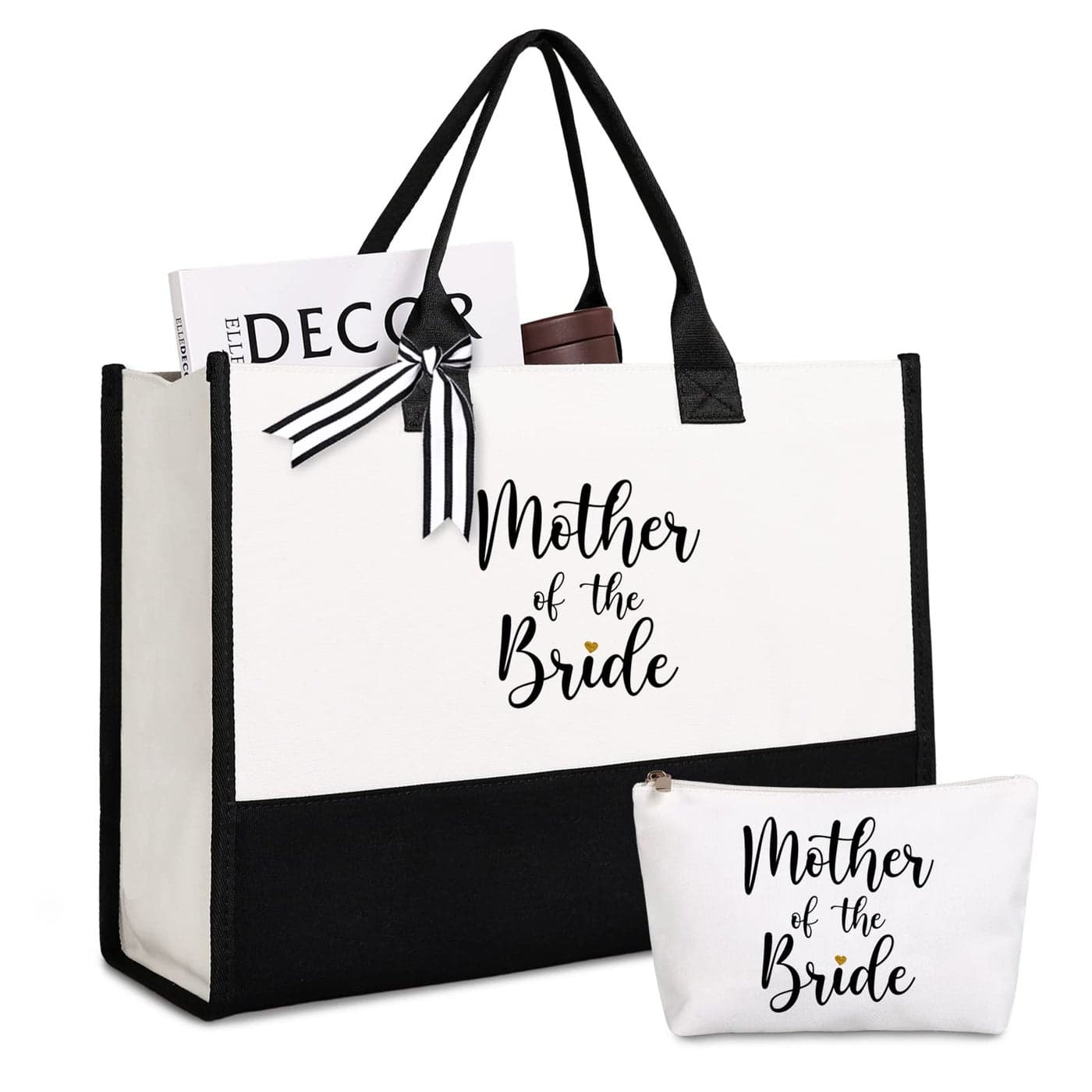 Lamyba Mother of the Bride GiftsMother of the Bride Tote Bag With Makeup BagBridal Shower GiftsBlack and White