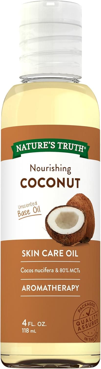 Nature's Truth Coconut Oil for Skin | 4 Oz | Unscented Liquid Oil | Paraben Free