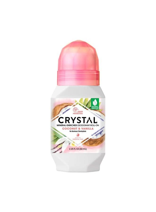 CRYSTAL, Mineral-Enriched Deodorant Roll-On, Coconut & Vanilla, 2.25 fl oz (66 ml)