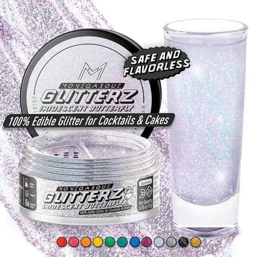 MONÉGASQUE Iridescent Edible Glitter for Drinks 10g – Edible Glitter for Cakes & Cocktails - Cocktail & Drink Shimmer Powder - Christmas Cake Decorations Spray - Cupcake & Food Decorating Sprinkles