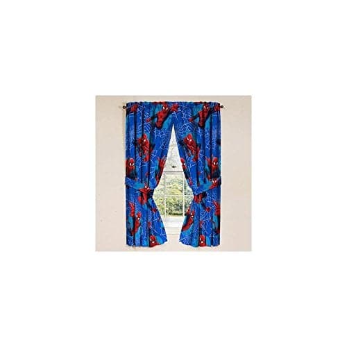 Jay Franco Marvel Spiderman Astonish 63' Window Drapery/Curtain 4pc Set (2 Panels, 2 Tie Backs)