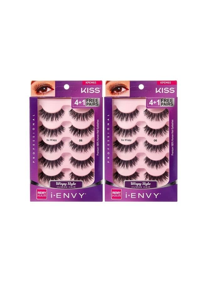 iENVY by KISS So Wispy Eyelashes 5 Pair Multi Pack (KPEM65) (2 PACK) Natural Wispy Style Made with Natural Hair…