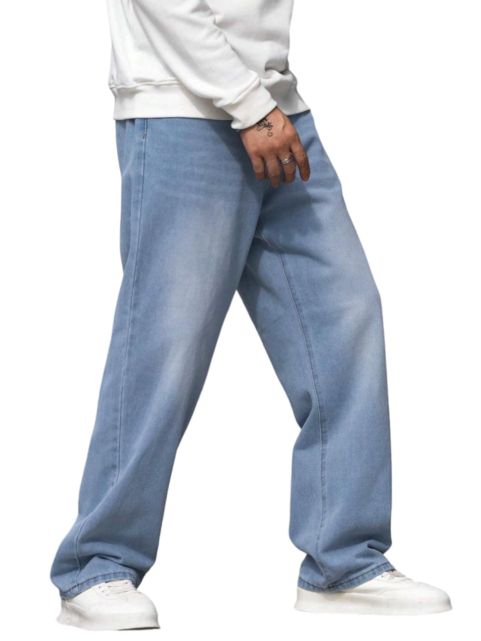 TAGAS Men's Baggy Fit Mid Rise Jeans (MDJ-2-SKY Sky Blue_32)
