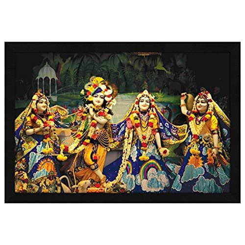 ArtX Paper God Radha Krishna Traditional Framed Wall Art Painting, wall decor for living room, Multicolor, Religious, 12.5x18.5 Inches, Set of 1