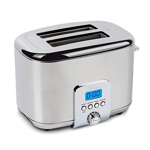 All-Clad Electrics Stainless Steel Toaster 2 -lice LED display, Removable crumb try, 6-Browing levels, Wide and self-centering slots, Waffles, Bagels, Bread, 12.91"D x 5.29"W x 8.98"H, Silver