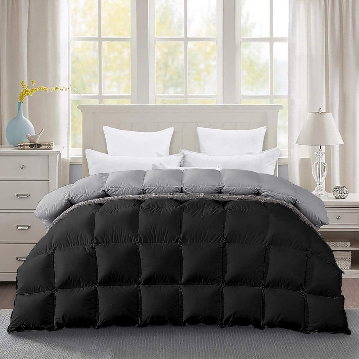 BEDDY FUSION Heavy Winter 600 GSM Comforter Double Bed Size 90X100 600 GSM Microfiber Super Soft Fluffy for Winter ComforterRajaiDuvetBlanket Double Bed BlackSilver Grey Color