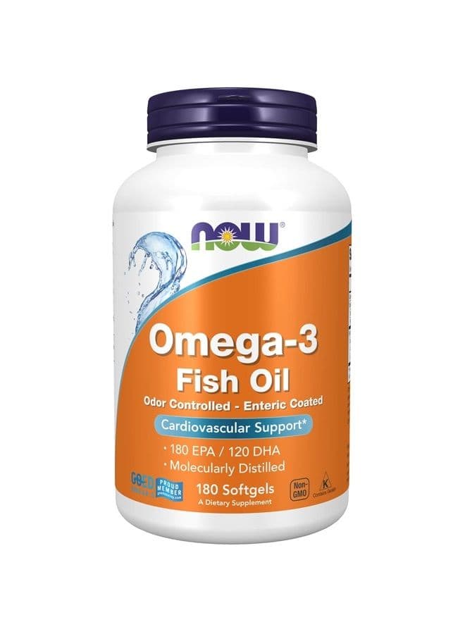 Supplements, Omega-3 180 EPA / 120 DHA, Enteric Coated, Cardiovascular Support*, 180 Softgels