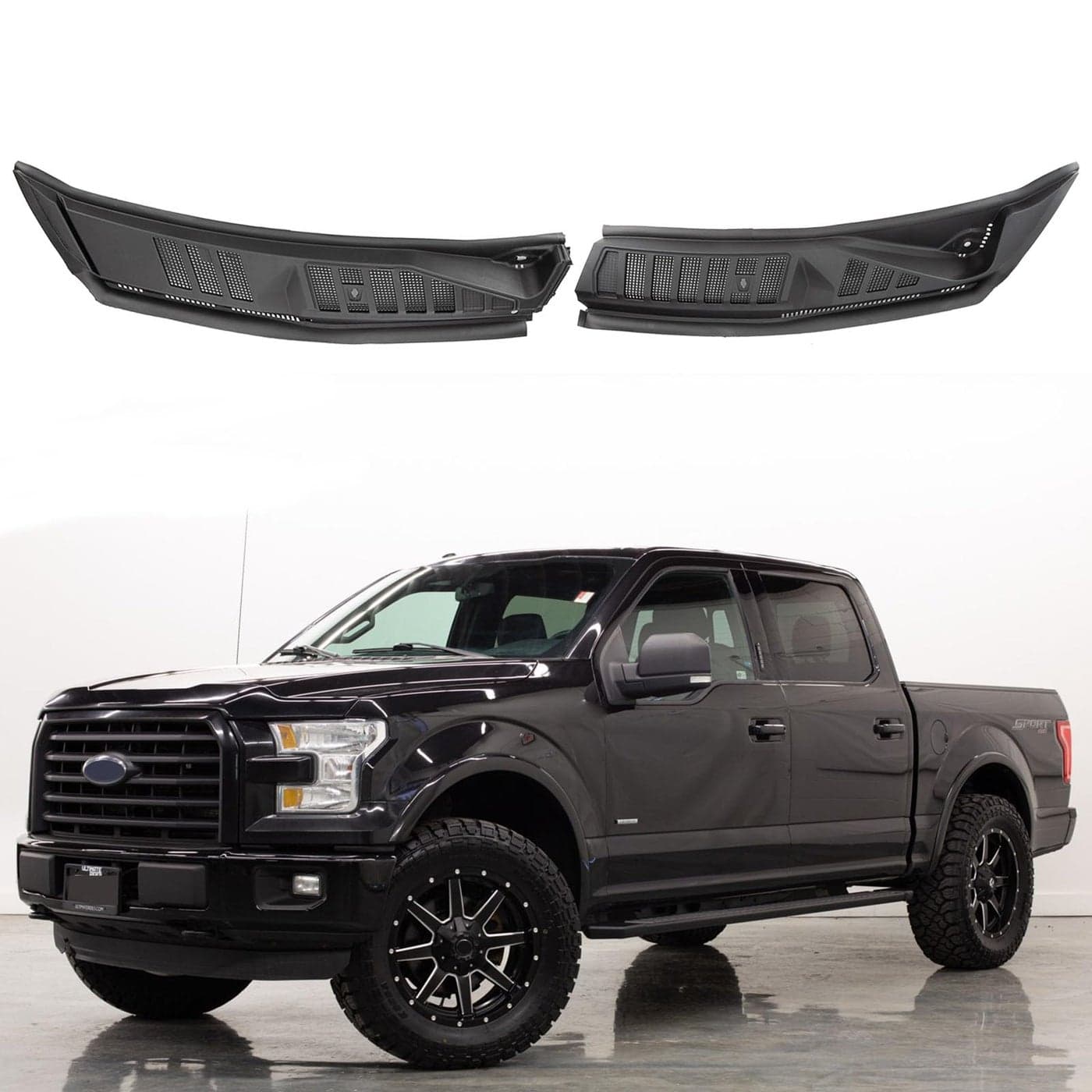 MiKaFex Windshield Wiper Cowl Cover Panel Compatible with 20152020 Ford F150Left Right Front Windshield Wiper Cowl Grille Insert Panel Without Nozzles Hoses Replacement for FL3Z15022A69B
