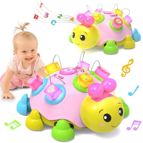 Holaxander Baby Musical Ladybug Crawling ToysBaby Toy 612 Months with Lightup Music Early Educational Learning Toy Infant Gift Toys for 7 8 9 10 11 Months 12 Years Old Newborn Girls Pink