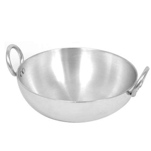 RJ kitchenware Store 4 mm Aluminium Kadai with Handle Silver 5000 ML