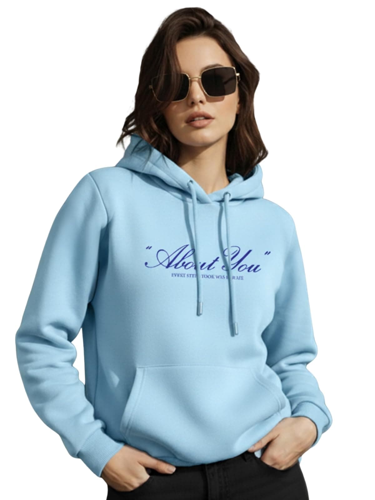 JUNEBERRY® Polycotton Spun Regular Fit Hooded Sweatshirt Full Sleeves Front Chest Graphic Placement Printed Jumper Hoodie for Women | JB_W02_SP_ABT_PB_S