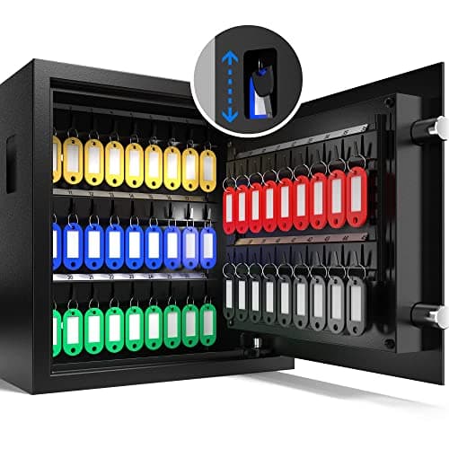 XDeer 45-Keys Key Lock Box Wall Mount with Advanced Anti-Theft Deposit Key Slot & LED Light, Key Cabinet with Combo and Key Lock, Key Safe for Hotels & Office & Companies & Car Dealerships 1PCS