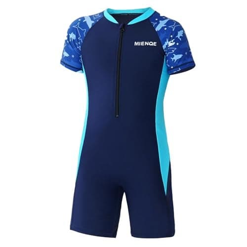 MIENOE Boys Swimsuit One Piece Kid Swimsuit Boys Water Sport Short Swimsuit UPF 50+ Sun Protection Bathing Suits Dark Blue