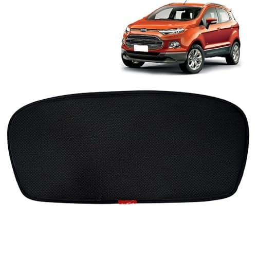 Kingsway Cotton Ecosport Car Sun Shade Rear Windshield Non Magnetic Fix Type Curtain for 2012 to 2016 Model, Compatible with Ford Ecosport Only, Car Dicky Sunshade, Black, 1 Piece
