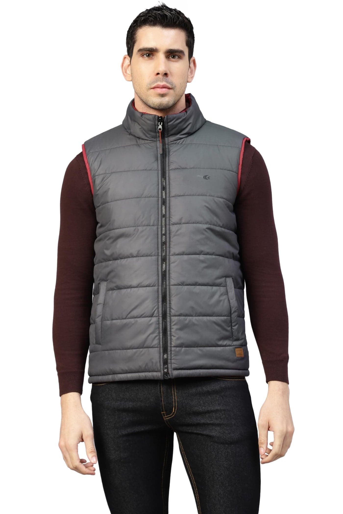 Allen Cooper Reversible Comfortable Sleeveless Water Repellent Quilted Padded Puffer Winter Warm Standard Length Jackets For Men(01-Wine-Anthra Size-Large)