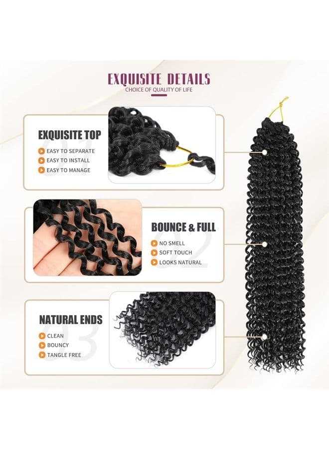 Passion Twist Hair Water Wave Crochet Hair for Black Women, Long Bohemian Braiding Hair for Boho Locs, Faux Locs, Spring Twist Hair, Butterfly Style Crochet Braids Hair Extensions (18inch, 1B,