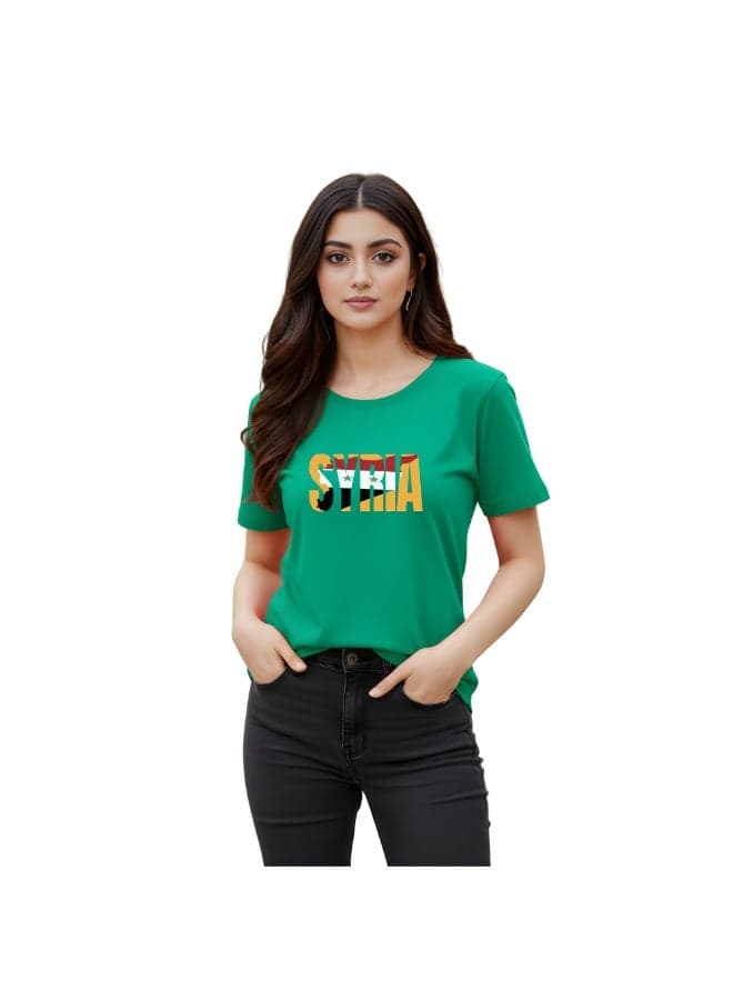 Syria Adult Womens T-Shirt–Comfortable And Soft Cotton Round Neck And Short Sleeve Tshirt-Perfect For Sports,Events And Casual Outings