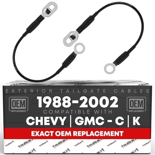 Tailgate Support Cable Straps, Left & Right - Compatible with 1988-2000 Chevrolet GMC C1500, C2500, C3500, C3500HD, K1500, K2500, K3500 - Metal 14-1/4" Long - OEM 15673251, 19244993, 89045648, 38529
