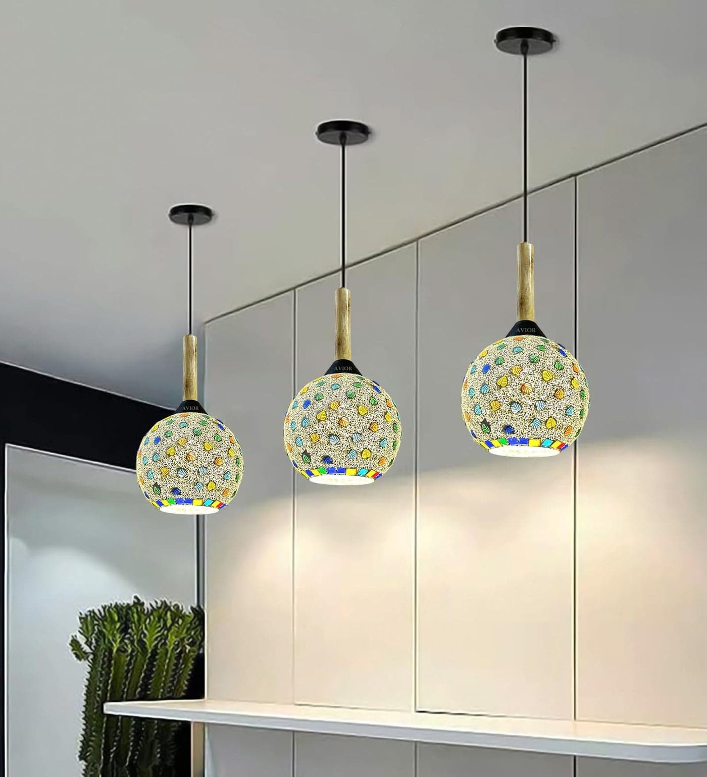 Lyse Decor Hanging Lights for Bedroom, Hanging Lamps for Living Room, Hanging Lights for Restaurants, Jhoomar and Dining Table Lamps (Multy 3PC)