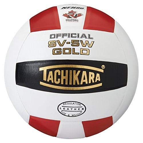 Tachikara SV5W Gold Competition Premium Leather Volleyball ScarletWhiteBlack