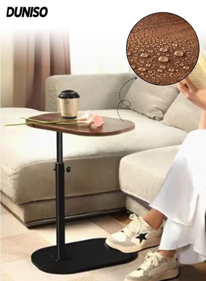Adjustable Height C Shaped End Table,360°Swivel Adjustable Sofa Small Side Table,Slide Under Couch Table,Suitable for Living Room, Sofa, Bedroom, Study Room, Cafe Office,80cm to 45cm Height
