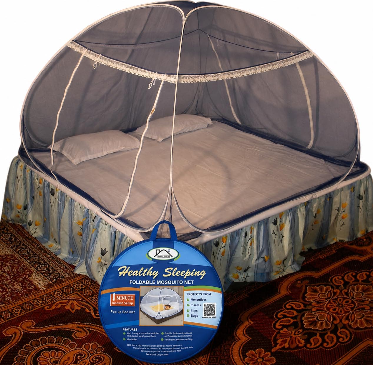 Healthy Sleeping Foldable Polyester Double Bed Mosquito Net (OC Blue)