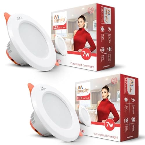 Murphy Vivo 7W LED Down Light, Cool White Light, Round, Pack of 2, Recessed Ceiling LED Light, Suited for 3 inch Junction Box (2 Years Warranty)