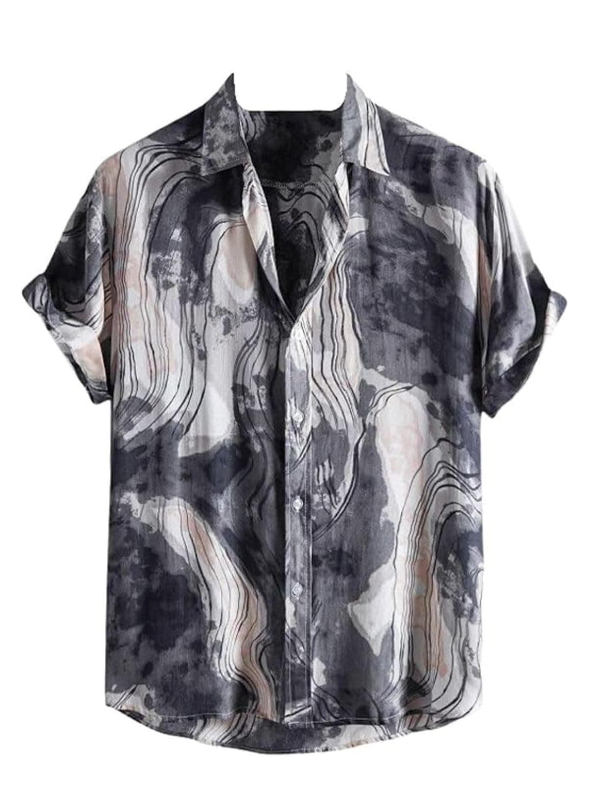 LERIYA Fashion Men Rayon Regular Fit Shirt Grey M