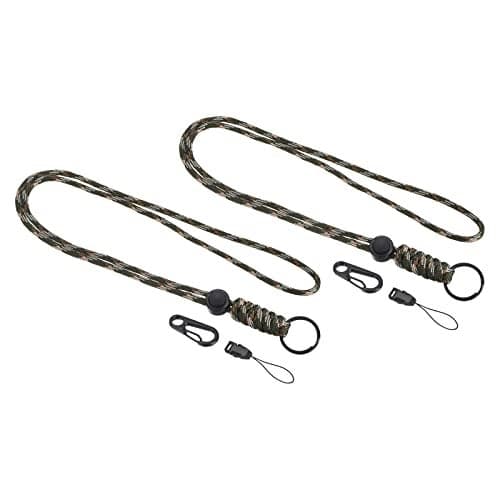 PATIKIL Badge Lanyard 20 Inch, 2 Pack Necklace Keychain Cord Metal Clasp Hook Ring Strap for Keys Whistle ID Card Badge Holder, Camo Green