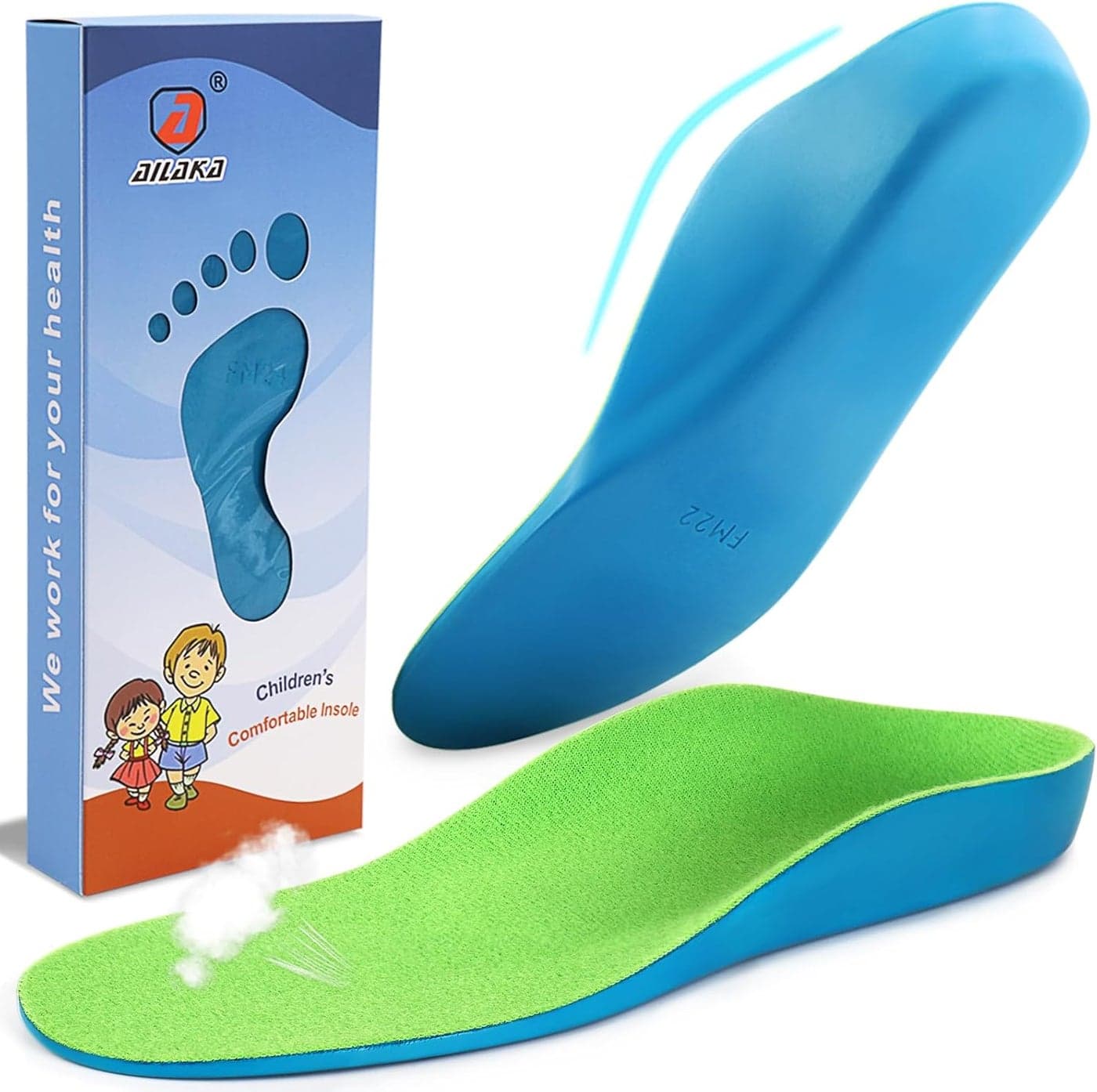 Ailaka Kids Orthotic Arch Support Insoles, PU Foam Cushioning Arch Support Shoe Insert for Overpronation Children Toddlers Flat feet, Plantar Fasciitis(10-12 M US Little Kid)