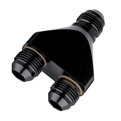 EVIL ENERGY 8AN Male to Parallel Exit Dual 8AN Male Y Block Fitting Splitter Adapter Aluminum Black