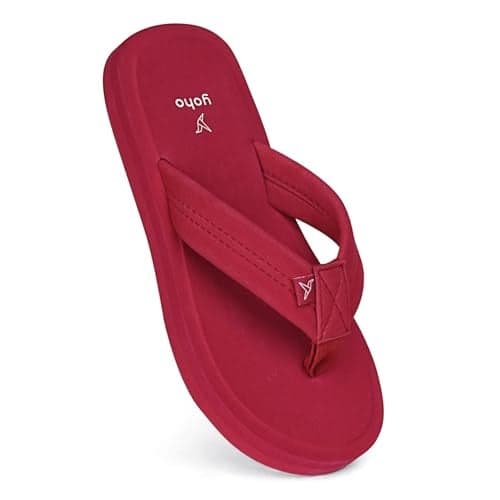 YOHO Bubbles Unisex Slippers for Boys & Girls | Lightweight, Comfortable Flip Flops with Elastic Strap & Anti-Skid Sole, Coral Red -UK 8