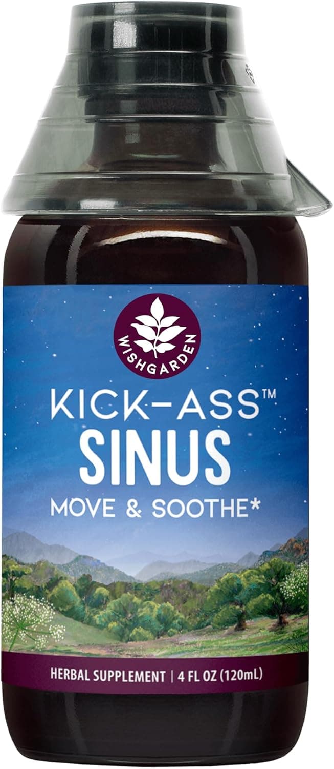 WishGarden Herbs Kick-Ass Sinus - Herbal Sinus Relief, Sinus Congestion Relief and Sinus Pressure Relief for Adults, Natural Sinus Relief and Sinus Decongestant, All Season Sinus Support, 4oz