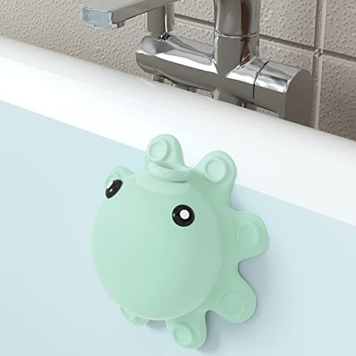 Bathtub Overflow Drain Cover Tub - Silicone Bathroom Overflow Drain Cover, Bath Tub Overflow Cover, Bathroom Spa Accessories, Adds Inches of Water for Deeper&Warmer Bath,Aqua Green