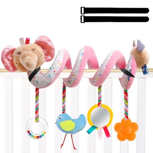 GKDOMS Baby Car Seat Toys Activity Stroller Toy for Boys Girls 0 3 6 9 10 12 Months Spiral Hanging Plush Toys Baby Shower Thank You Gifts