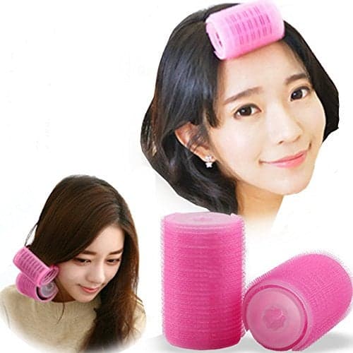 2PCS DoubleLayer Bangs Hair Curlers Roller Hair Styling Tools Pink