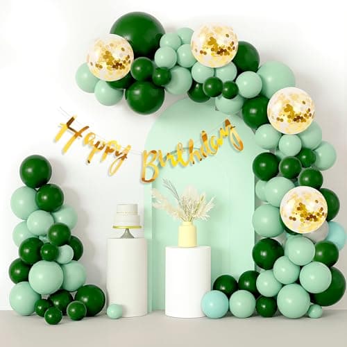 Party Propz Birthday Decoration Items - 57 Pcs Green Theme Happy Birthday Decoration Kit, Birthday Decorations for Husband Wife | Green and Gold Balloons for Birthday Decorations for Boys Girls