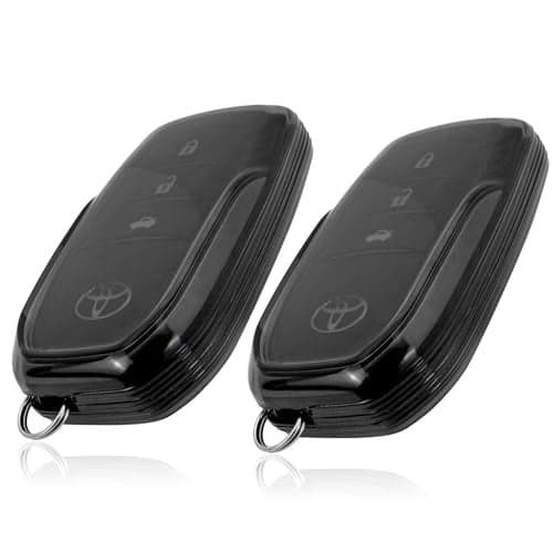 JVCV® 2 Pack Soft TPU Transparent Cover Compatible with Toyota Fortuner Camry Vellfire Hilux Innova Crysta Fortuner Legender Innova HyCross Land Cruiser 2B/3B Smart Key (Transparent Black)